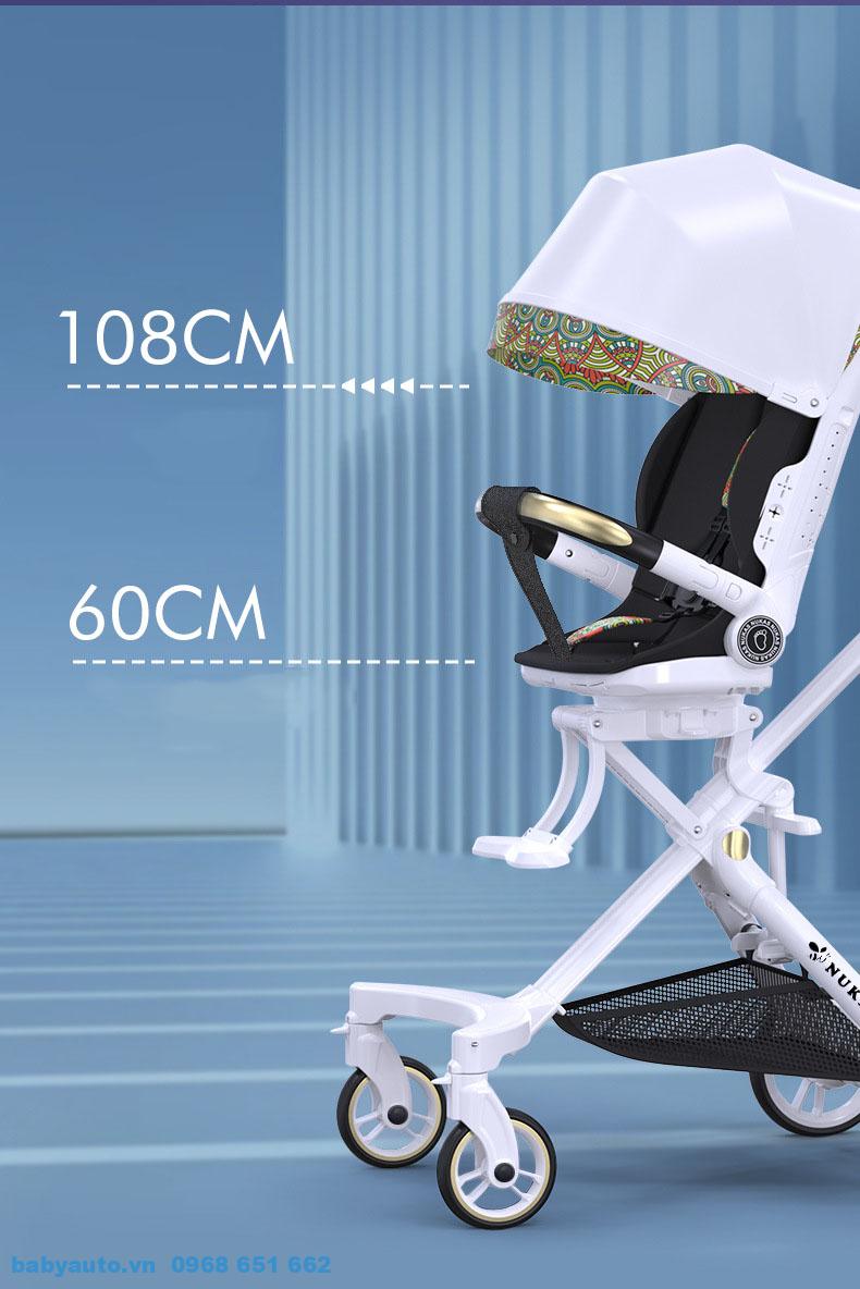 Xe đẩy em bé Nukas A8 thiết kế cao tầm nhìn cho bé rộng thoải mái