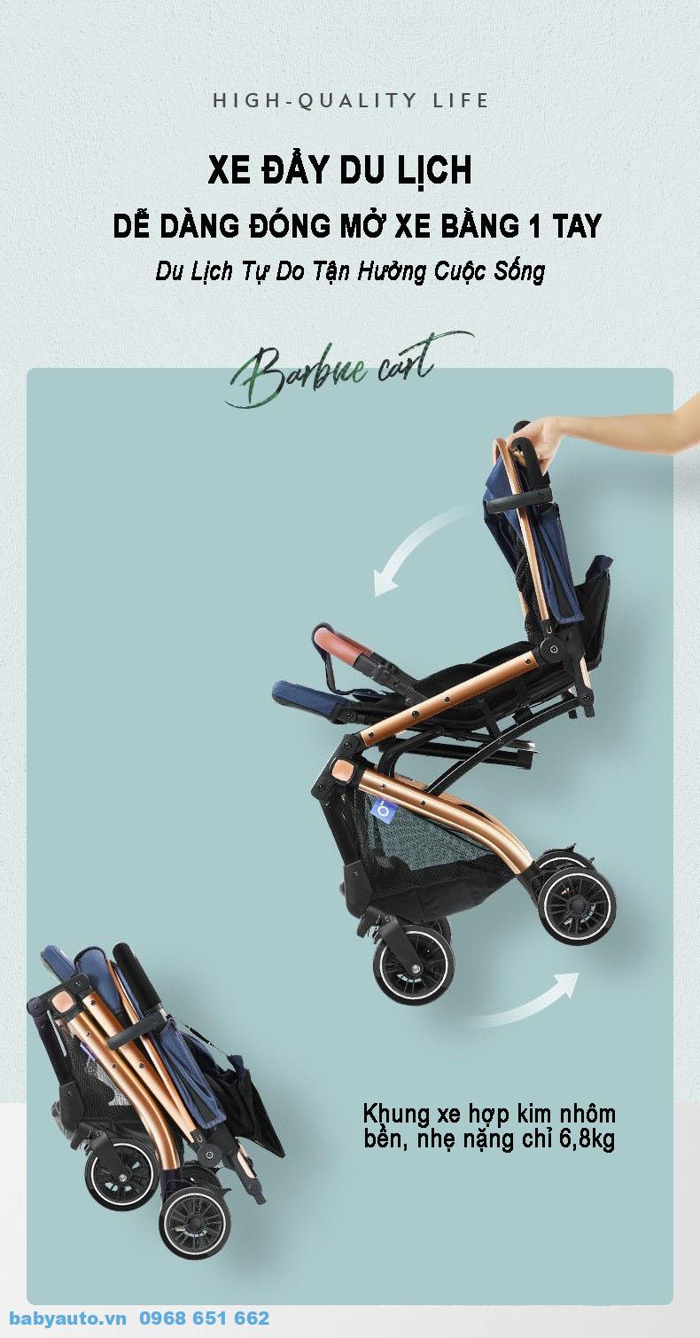 Khung xe đẩy Baobaohao QZ1 làm bằng hợp kim nhôm bền, nhẹ