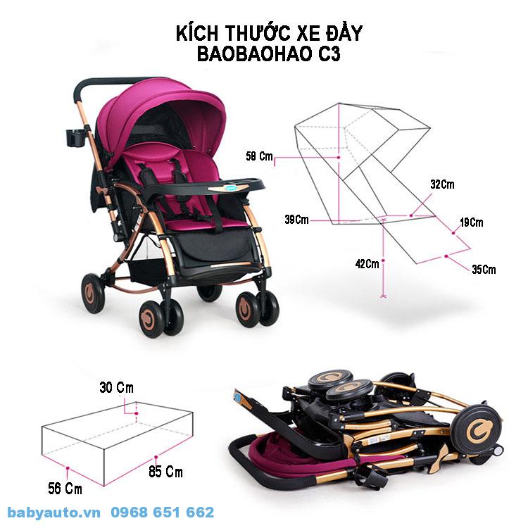 Kích thước xe đẩy Baobaohao C3