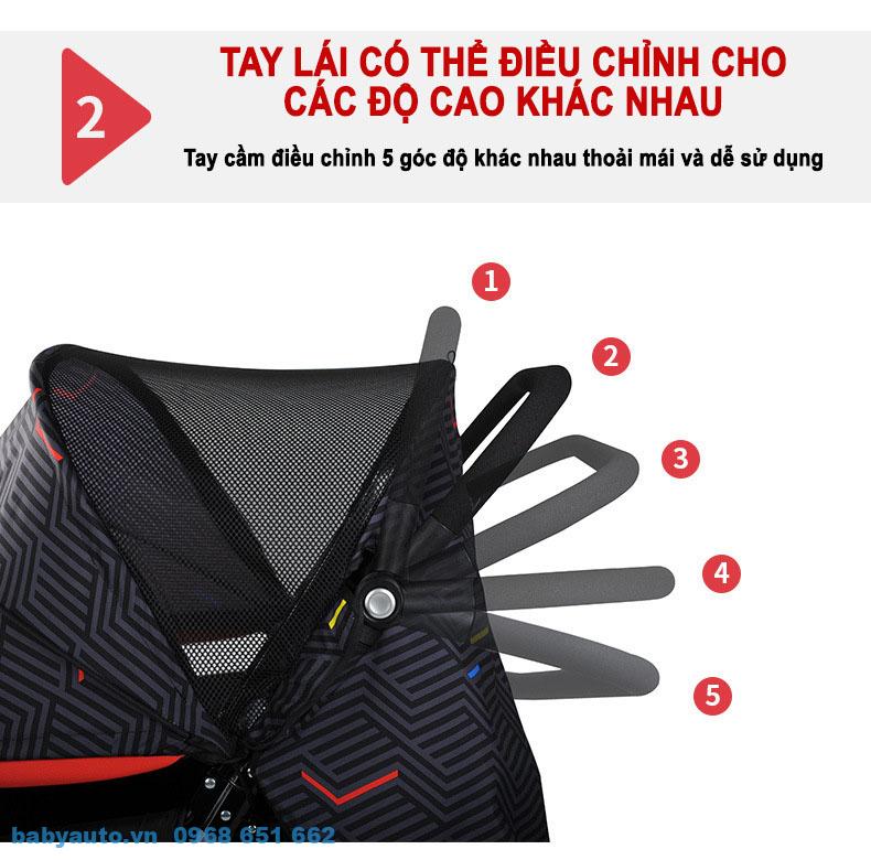 Tay cầm xe đẩy đôi cho bé Baobaohao 703 có thể chỉnh 5 vị trí