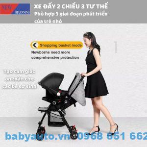 Xe đẩy cho bé K103X đẩy 2 chiều 3 tư thế gấp gọn